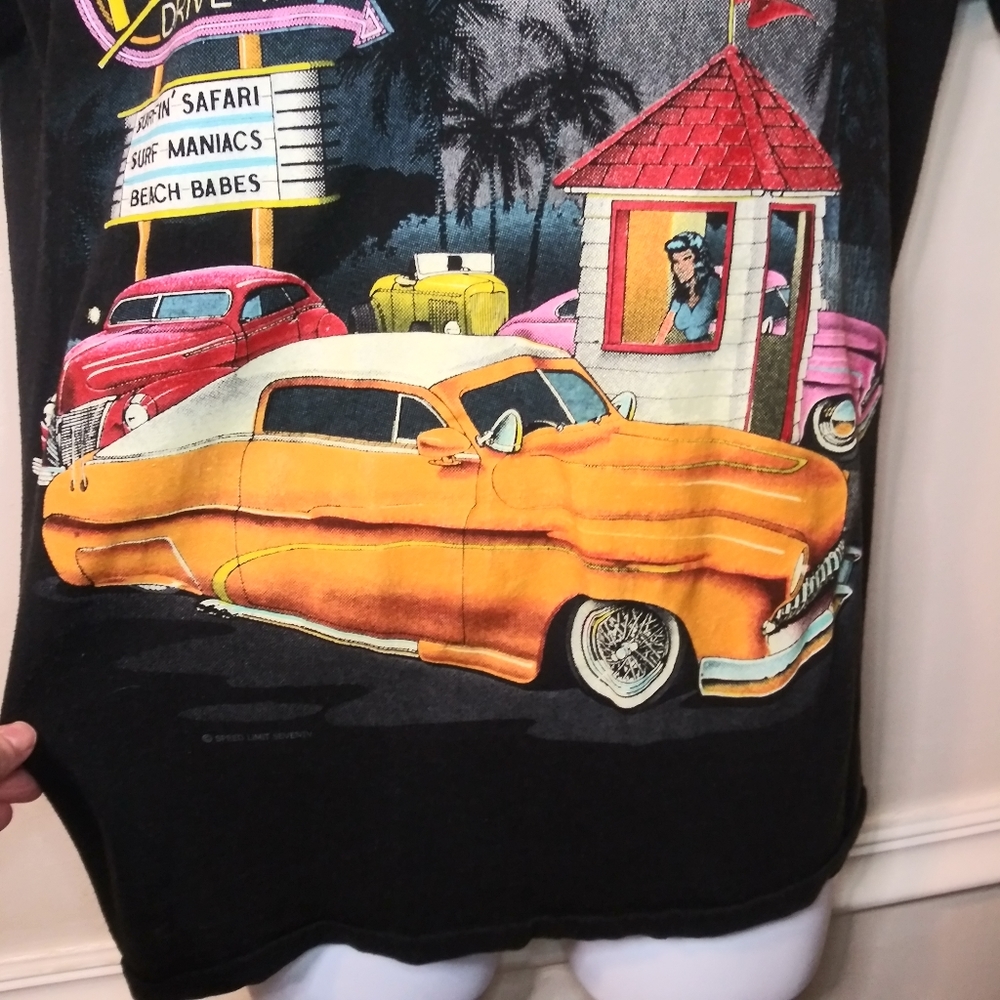Vintage Speed Limit Seventy Black Single Stitch, Pacific Drive-In Graphic Tee - Picture 5 of 12